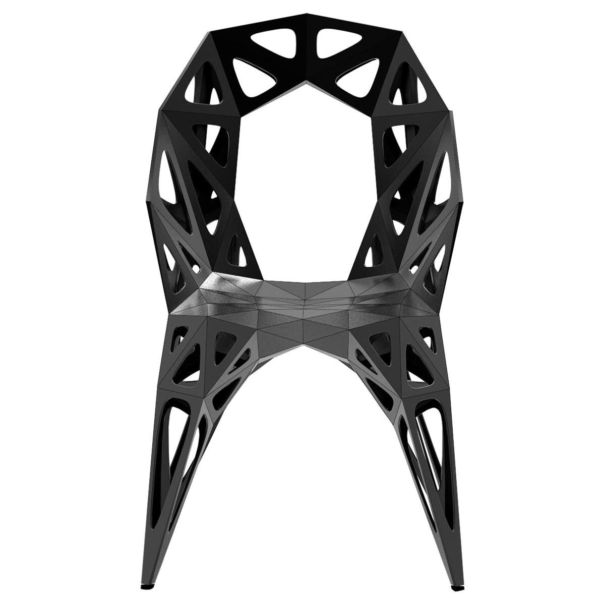 Chaise MC13 Endless Form en acier inoxydable, personnalisable pour l'extérieur, noire et argentée en vente