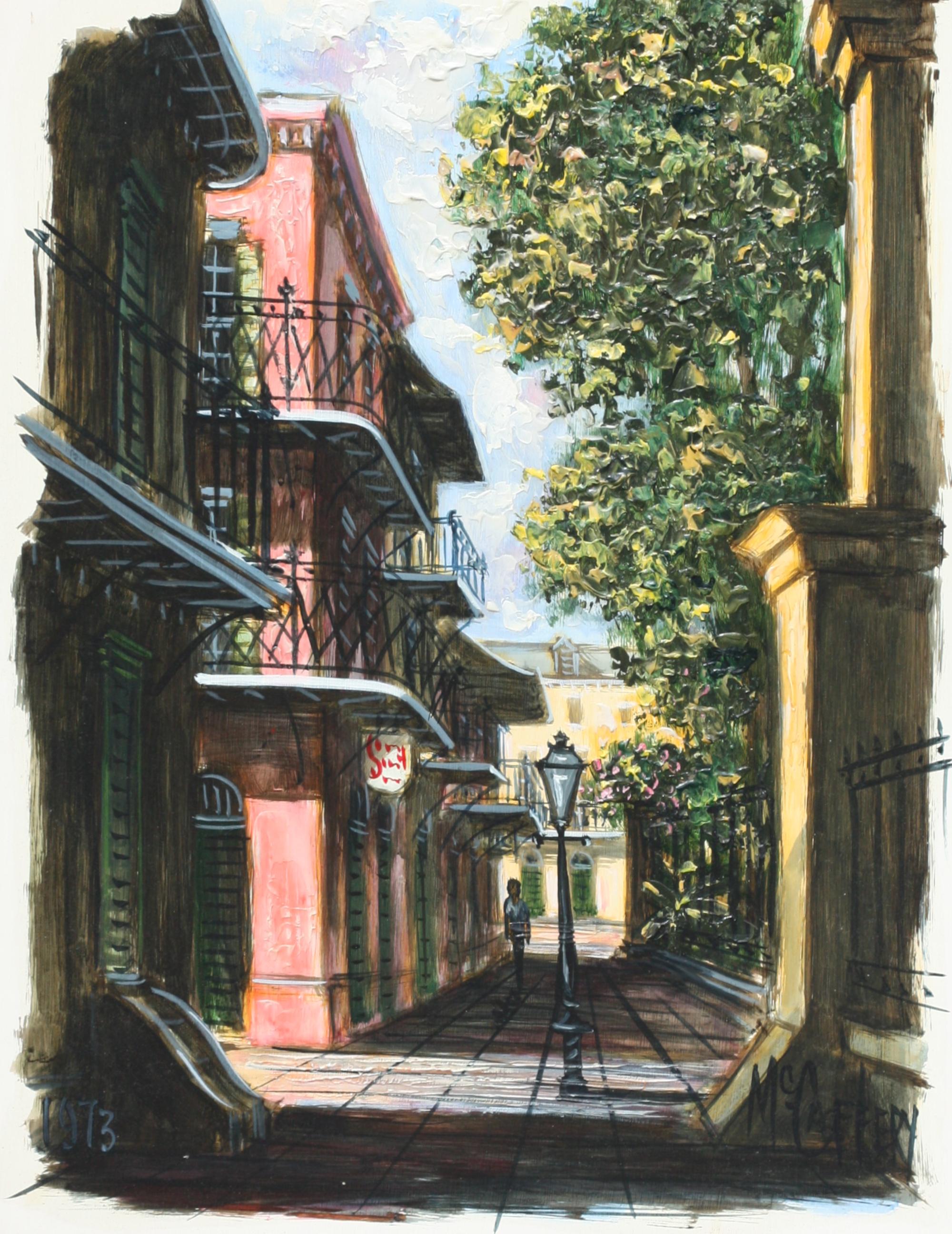 McCaffery, (20th Century) Street Scene (New Orleans), Painting In Good Condition For Sale In West Palm Beach, FL