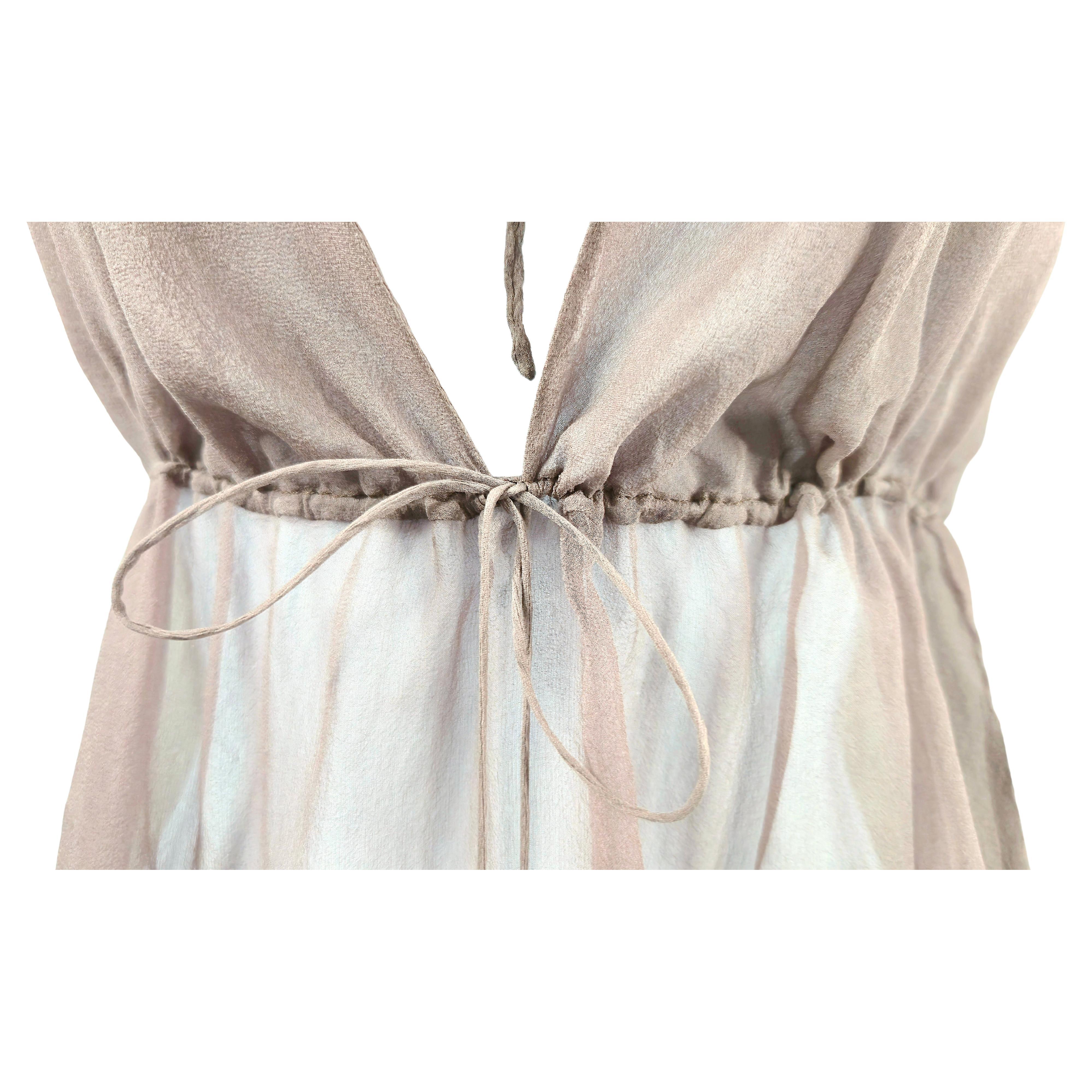 Women's or Men's McCartney 2002 SilkChiffon LayeredEmpireWaist SilverBeadedBowTies CapSleeve Top For Sale