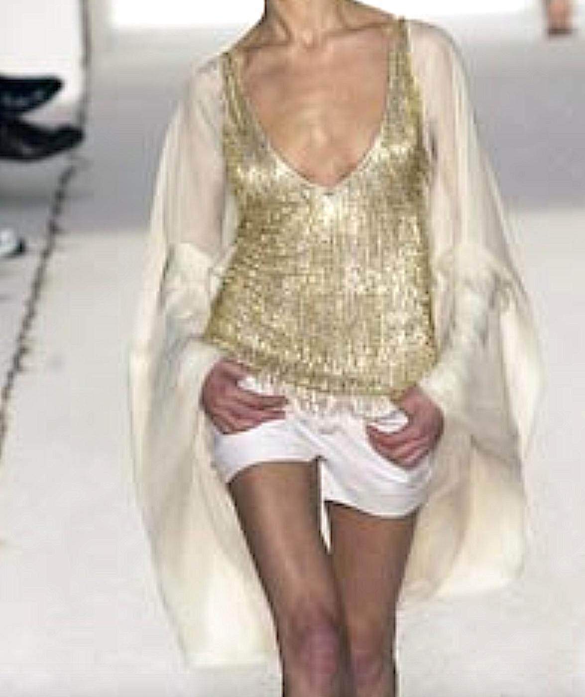 McCartney SS2003 Seide Chiffon Satin Übergröße Cabrio-Ärmel durchsichtiges Strick-Top Damen im Angebot