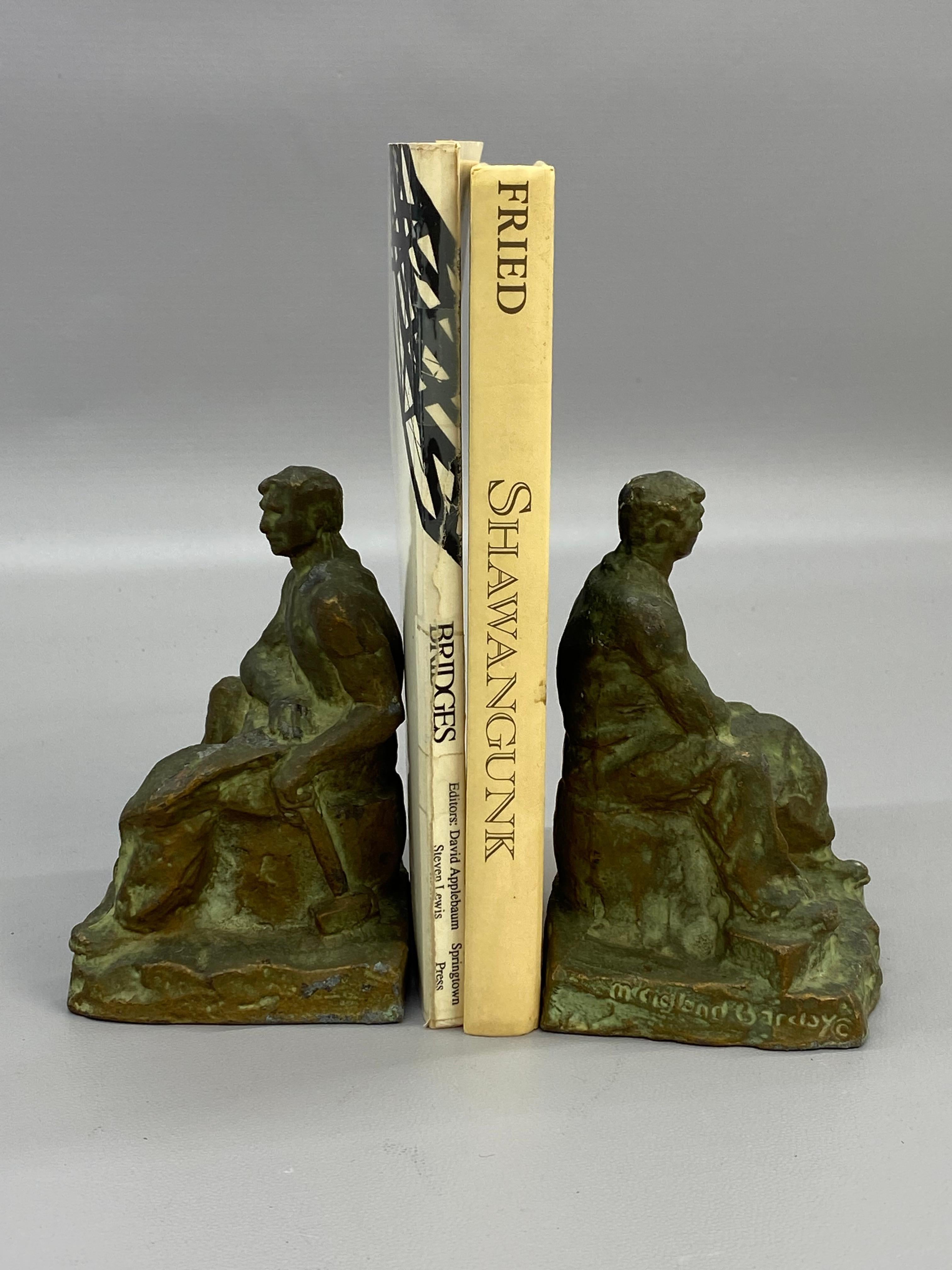 Industrial McClelland Barclay Bronzed Metal Blacksmith Bookends