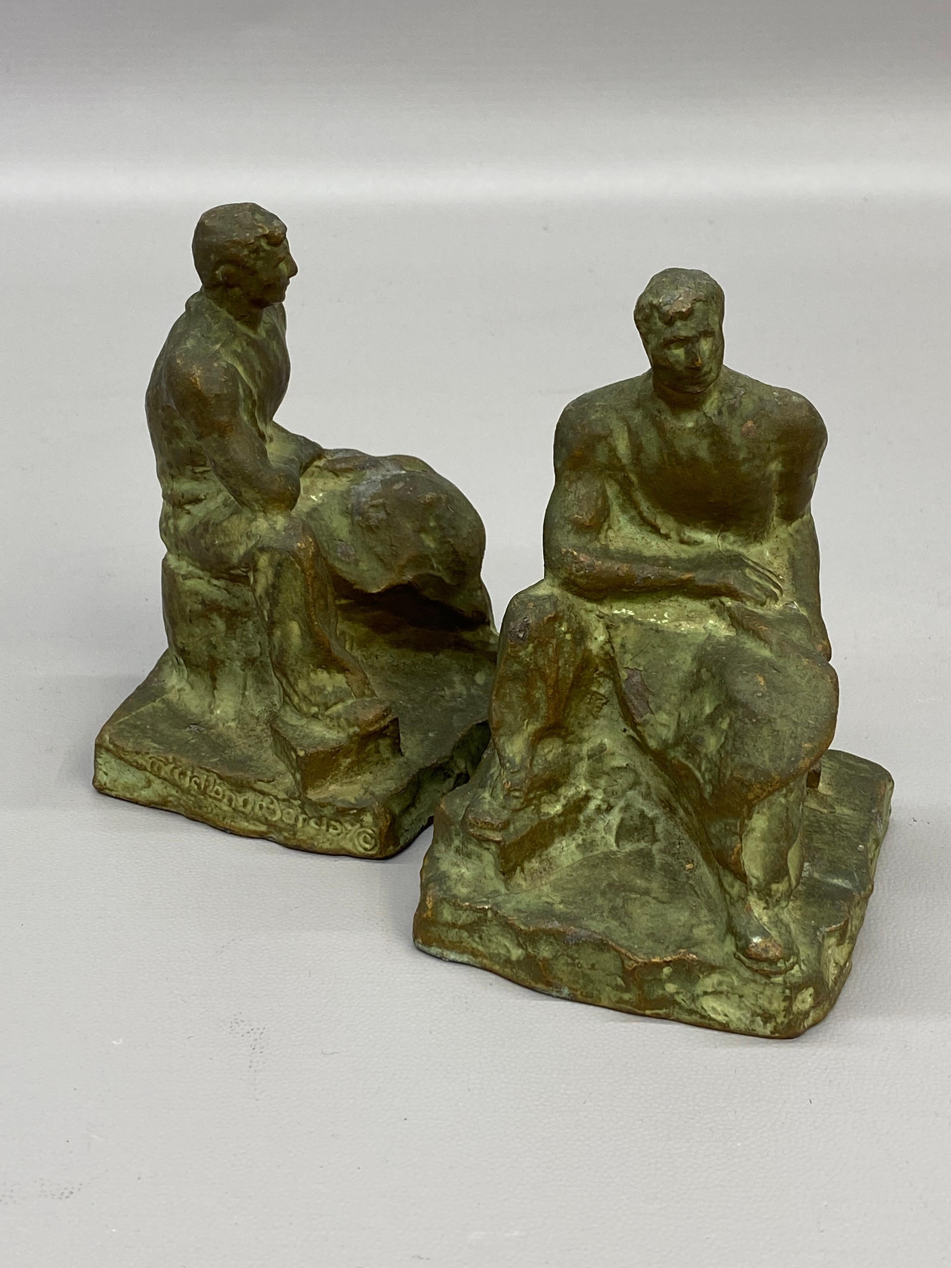 Cast McClelland Barclay Bronzed Metal Blacksmith Bookends