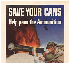Vintage-Poster „Save Your Cans, Help pass the Ammunition“ aus dem Militär