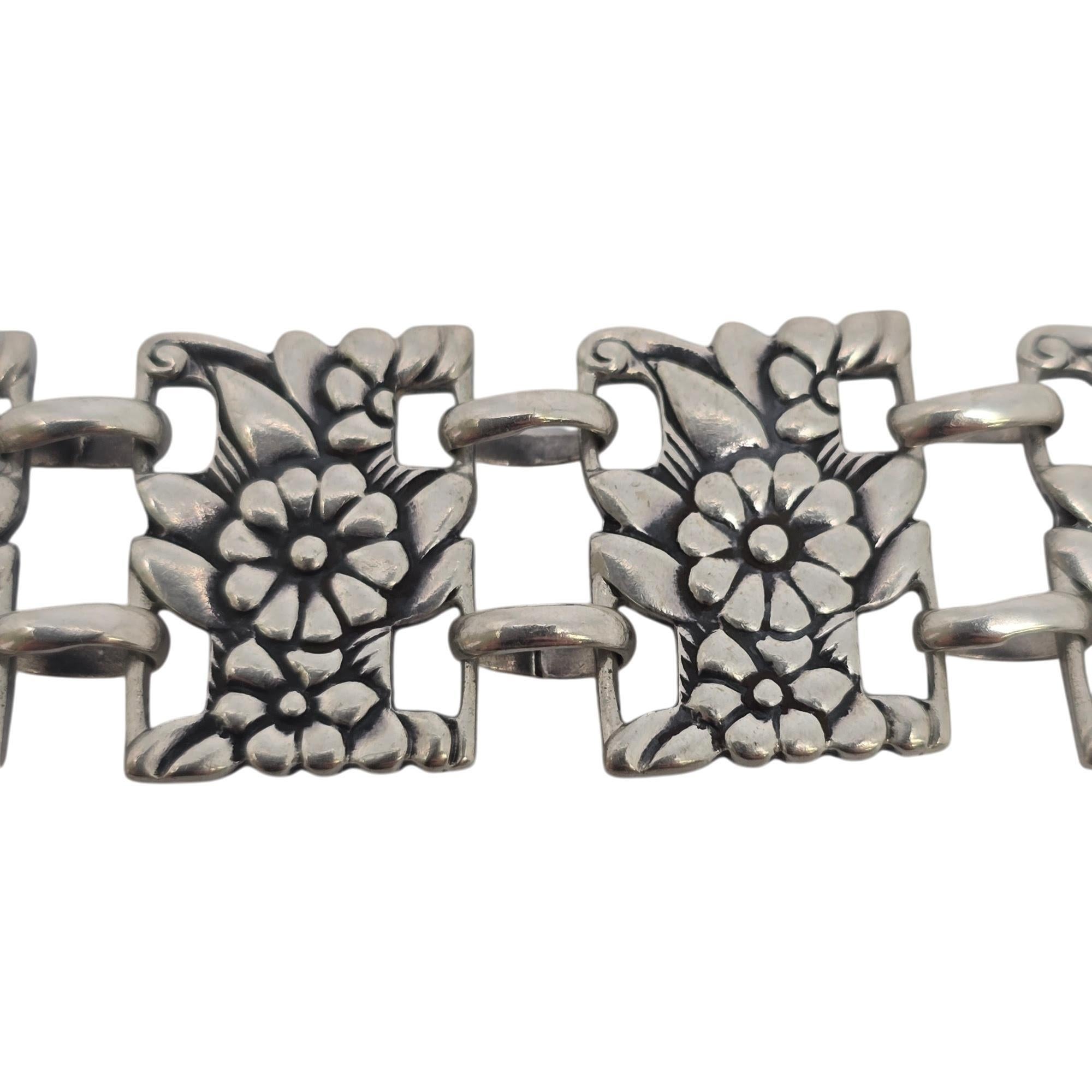 McClelland Barclay Bracciale con pannello floreale in argento sterling #19449 in vendita 1