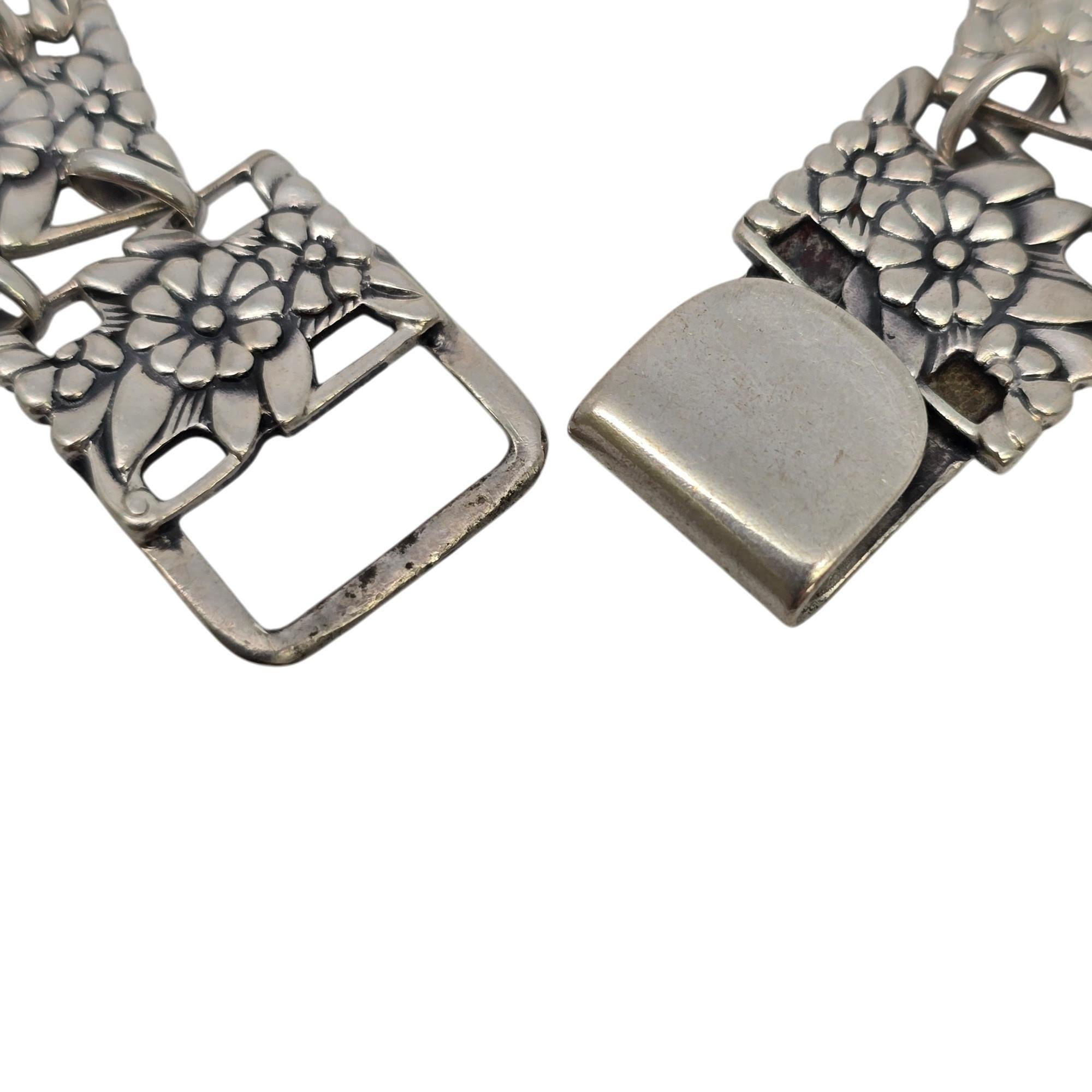 McClelland Barclay Bracciale con pannello floreale in argento sterling #19449 in vendita 3