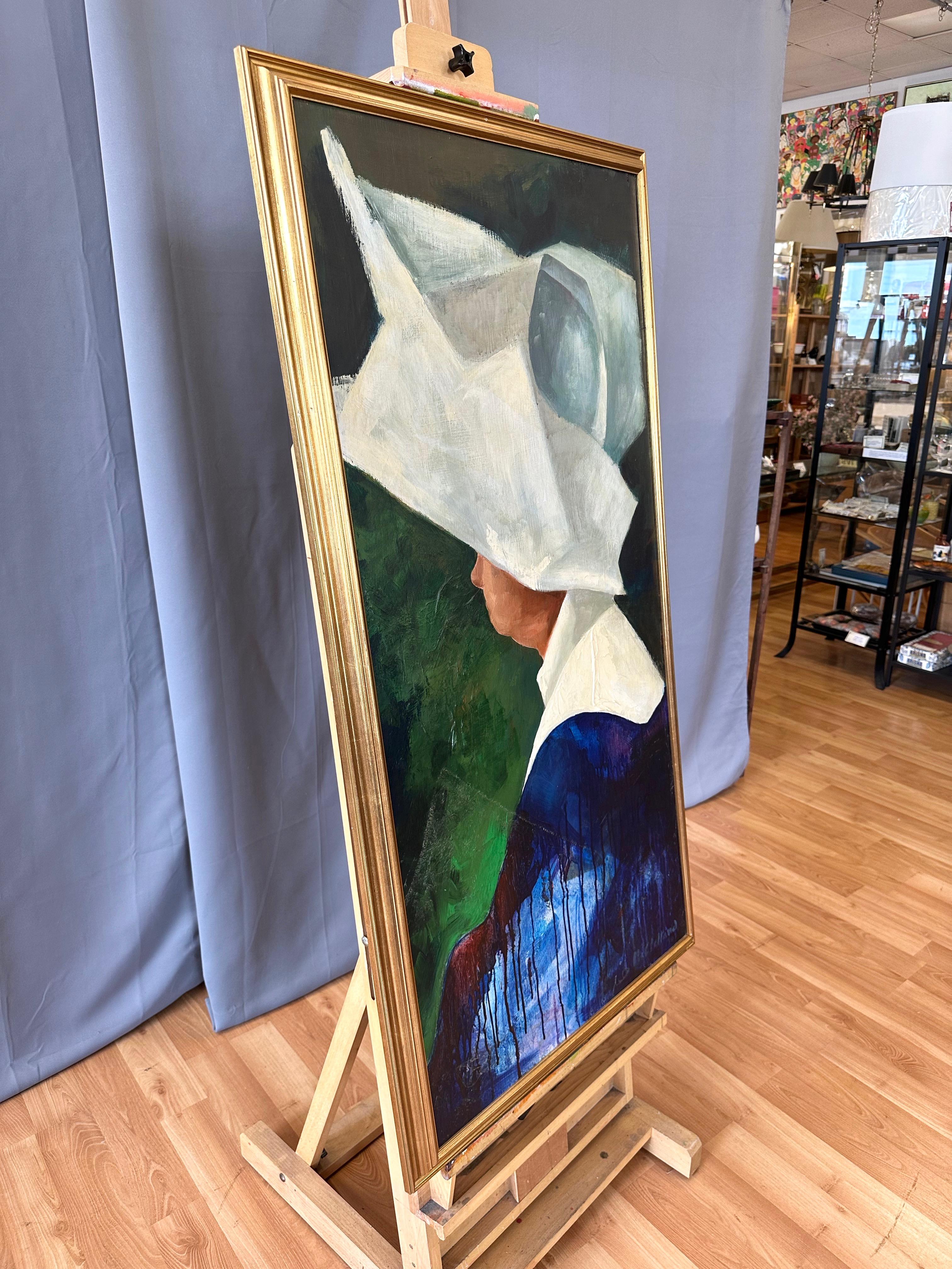 McClelland, Portrait of a Nun with Cornette, Large Oil Painting on Board, 1969 For Sale 5