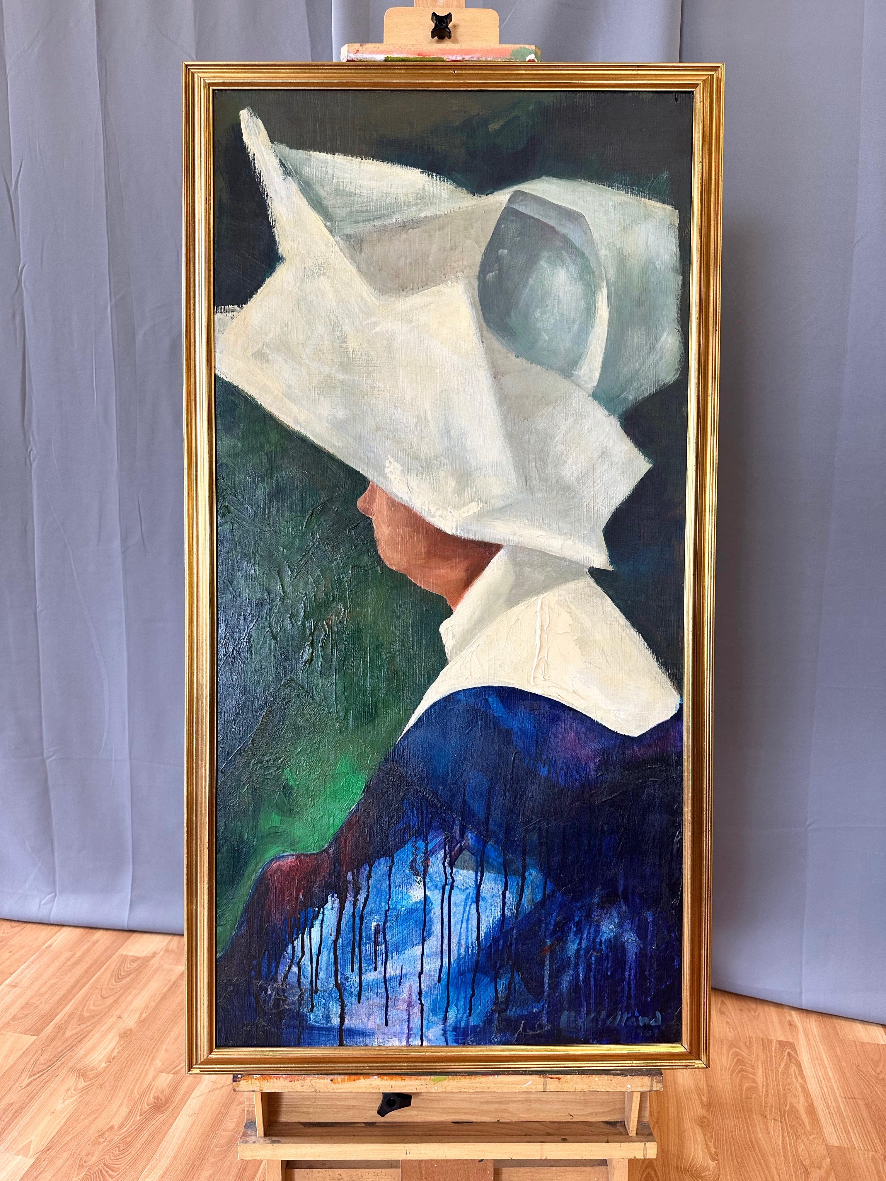 McClelland, Portrait of a Nun with Cornette, Large Oil Painting on Board, 1969 For Sale 6