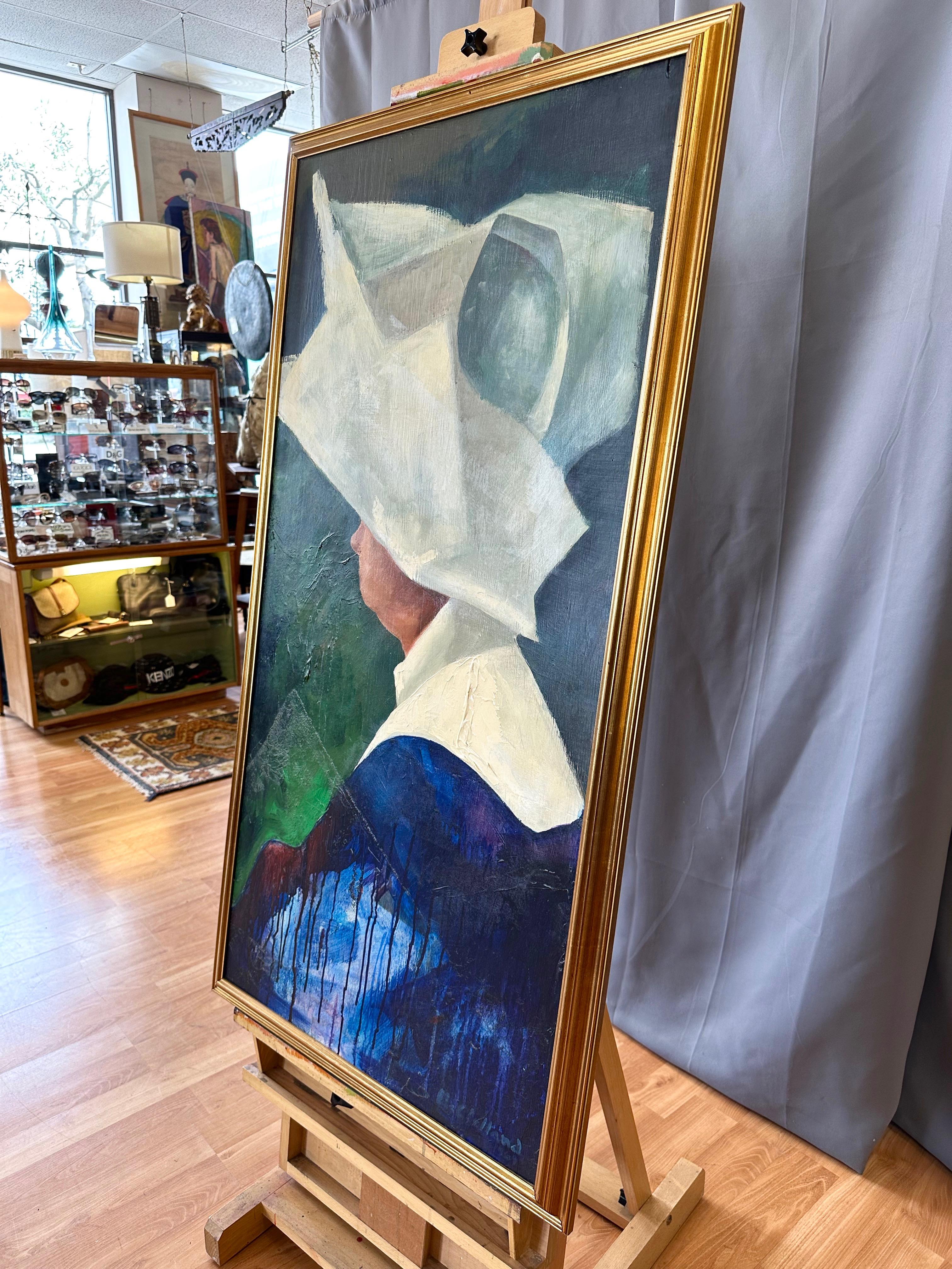 McClelland, Portrait of a Nun with Cornette, Large Oil Painting on Board, 1969 For Sale 7
