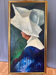 McClelland, Portrait of a Nun with Cornette, Large Oil Painting on Board, 1969