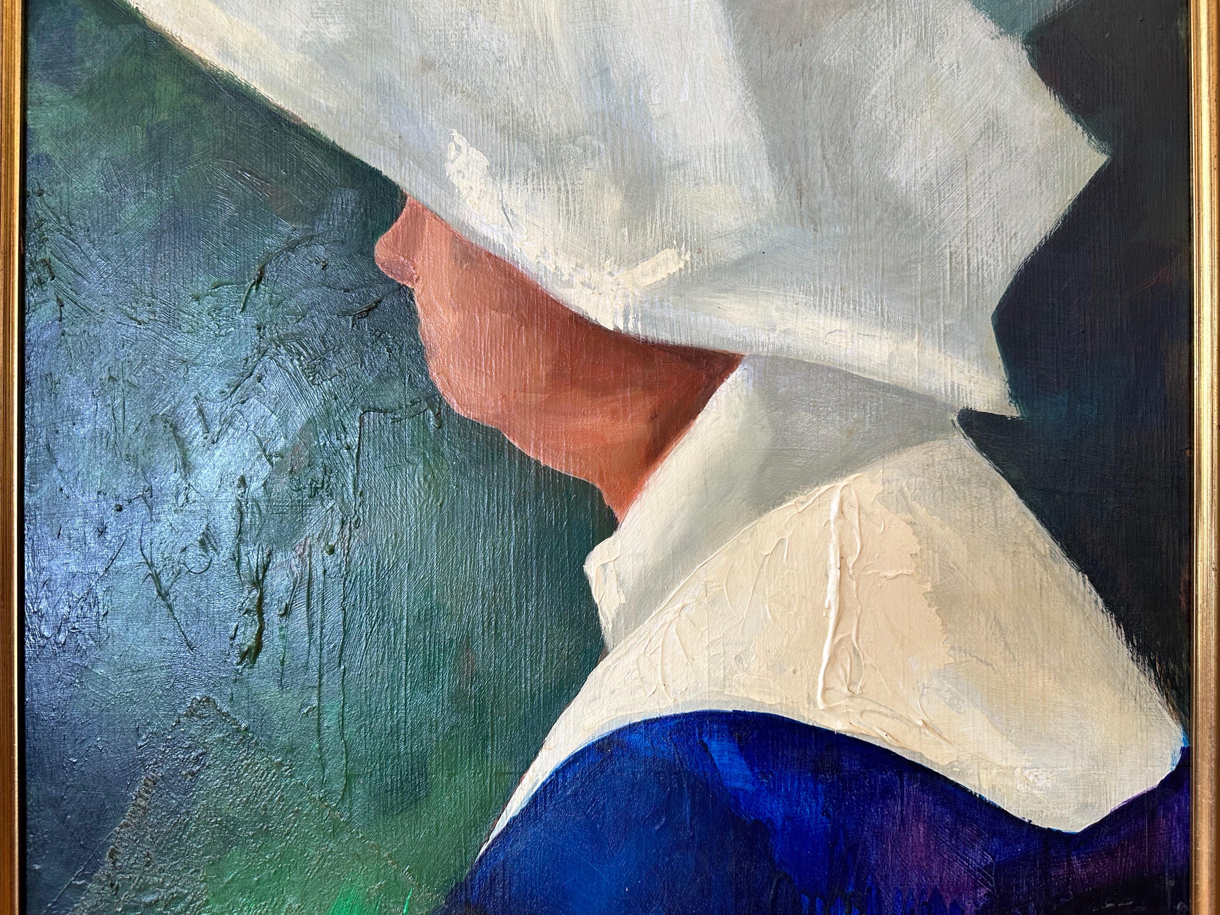 American McClelland, Portrait of a Nun with Cornette, Large Oil Painting on Board, 1969 For Sale
