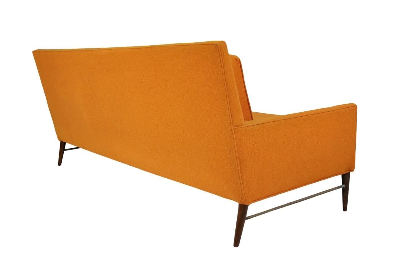 Mid-Century Modern McCobb Walnut and Brass Burnt Orange Sectional Sofa For Sale