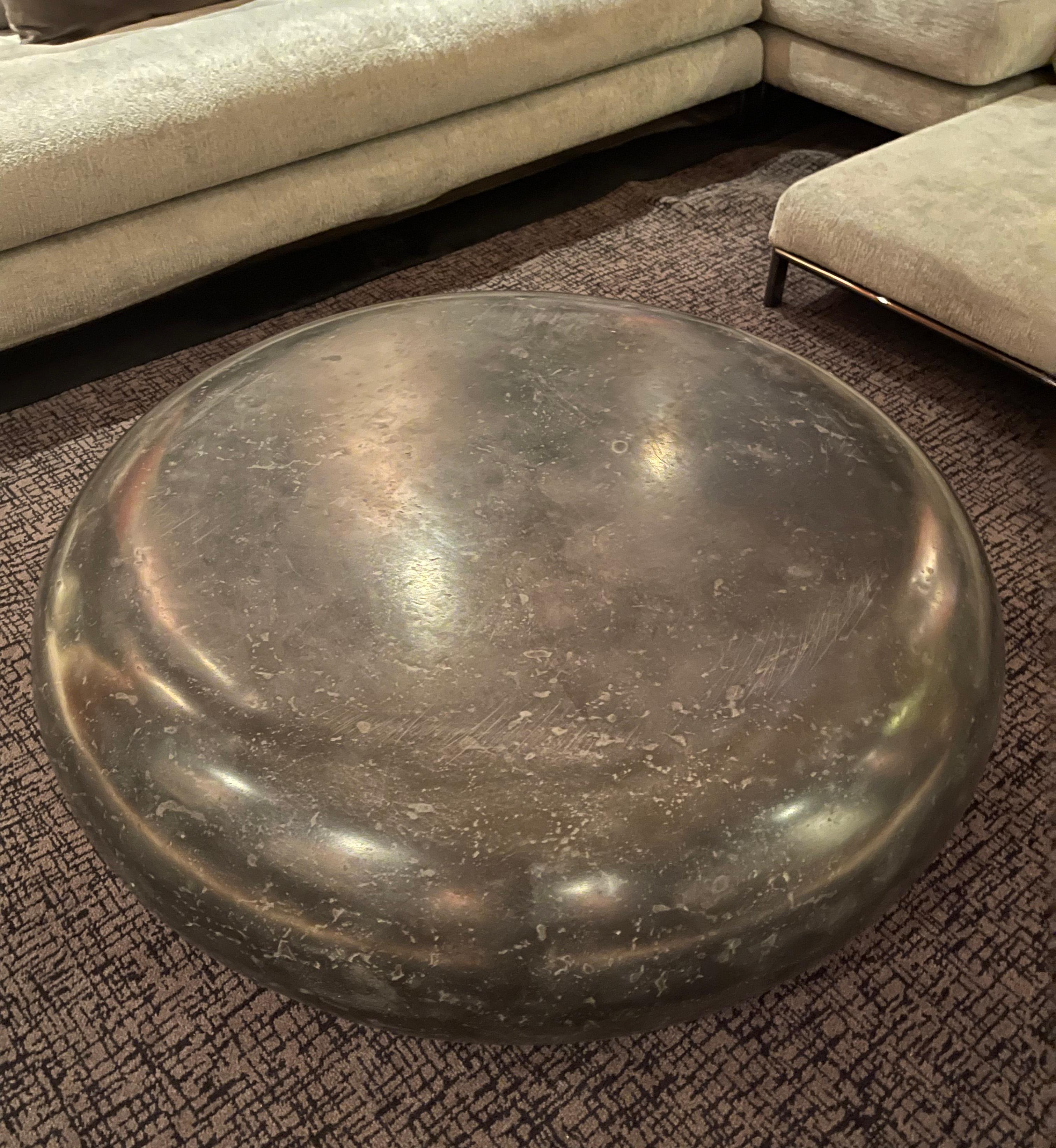 Modern Sculptural Brutalist Style Round Cast Scagliola Coffee Table by McCollin Bryan