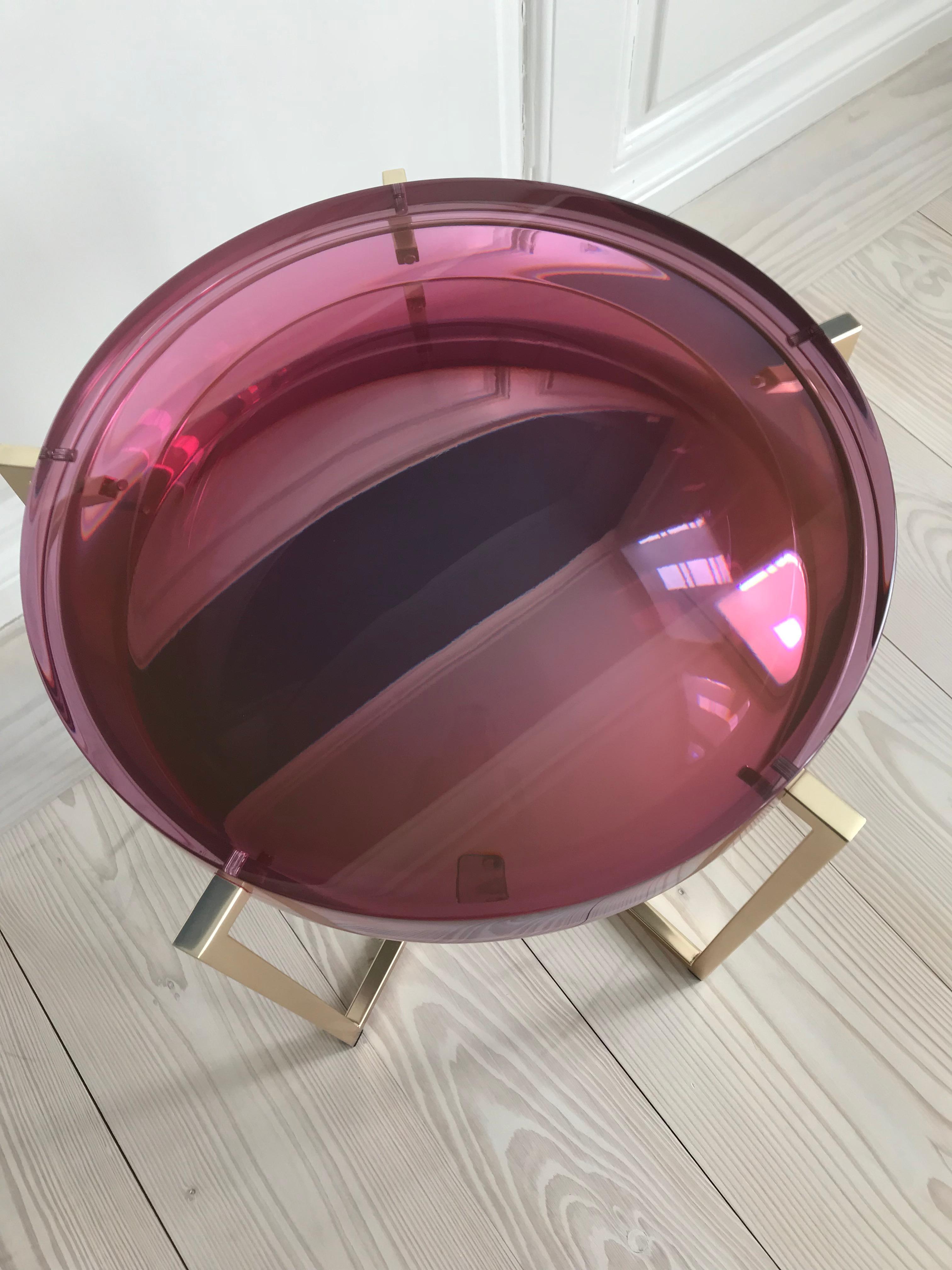 Contemporary McCollin Bryan Tinted Lens Table with Bubble Gum Resin Top