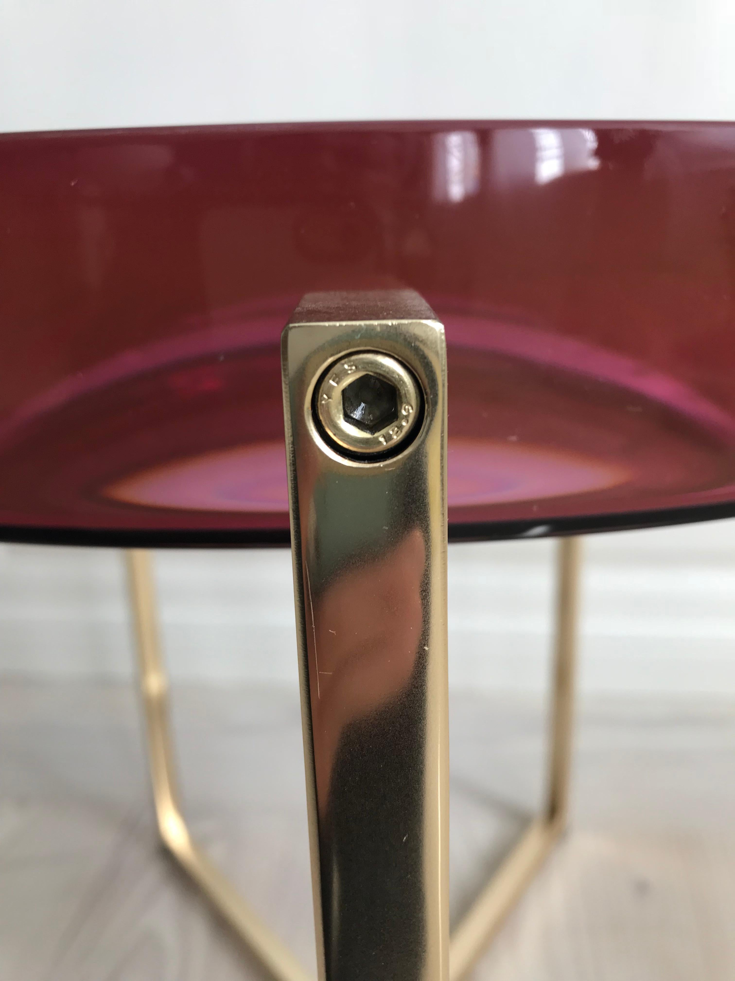 Brass McCollin Bryan Tinted Lens Table with Bubble Gum Resin Top