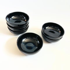 McCoy Black Pottery Soup or Cereal Bowls - Set of 6