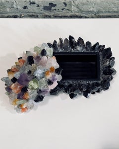 Boîte à bijoux de McCoy Crystal Quartz Améthyste Pyrite Cab, 1960