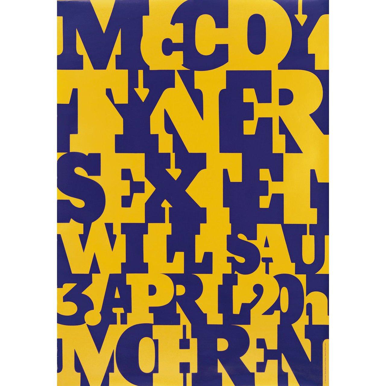 Original 1980 Swiss poster by Niklaus Troxler for Mccoy Tyner Sextet (1980). Very Good-Fine condition, rolled. Please note: the size is stated in inches and the actual size can vary by an inch or more.