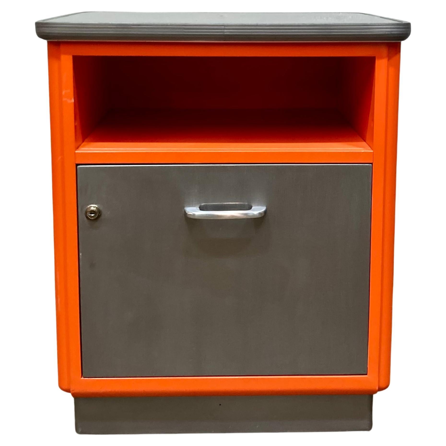 McDowell Craig Industrial Side Cabinet, Refinished in Orange