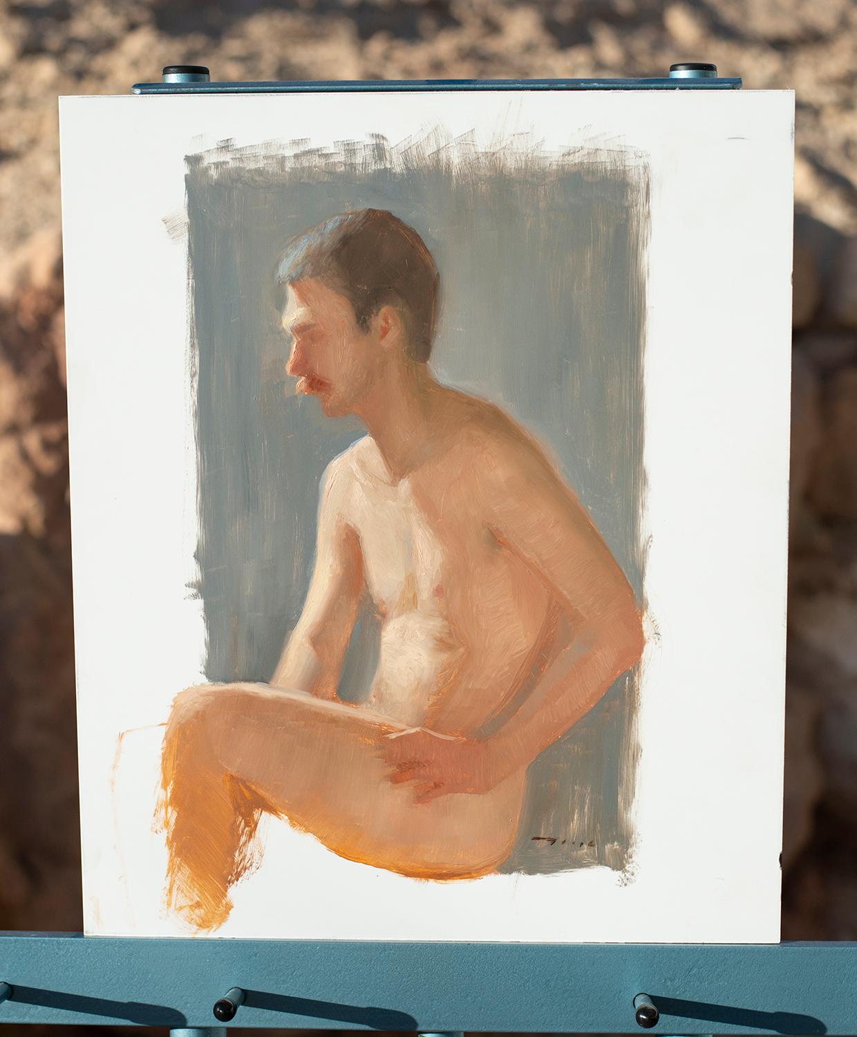 Duca, Pittura a olio - Nude Painting Beige di McGarren Flack
