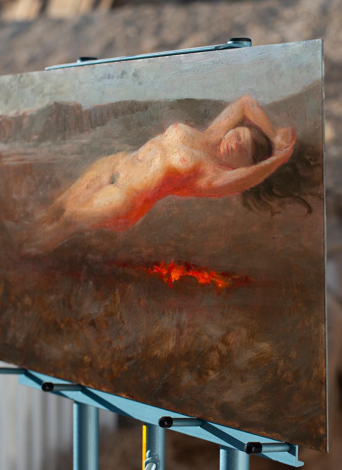 Tenersi al caldo, pittura a olio - Painting di McGarren Flack