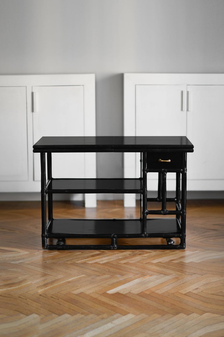 "McGuire" 1970s Bar Server Buffet, Trolley with Extendable Top For Sale