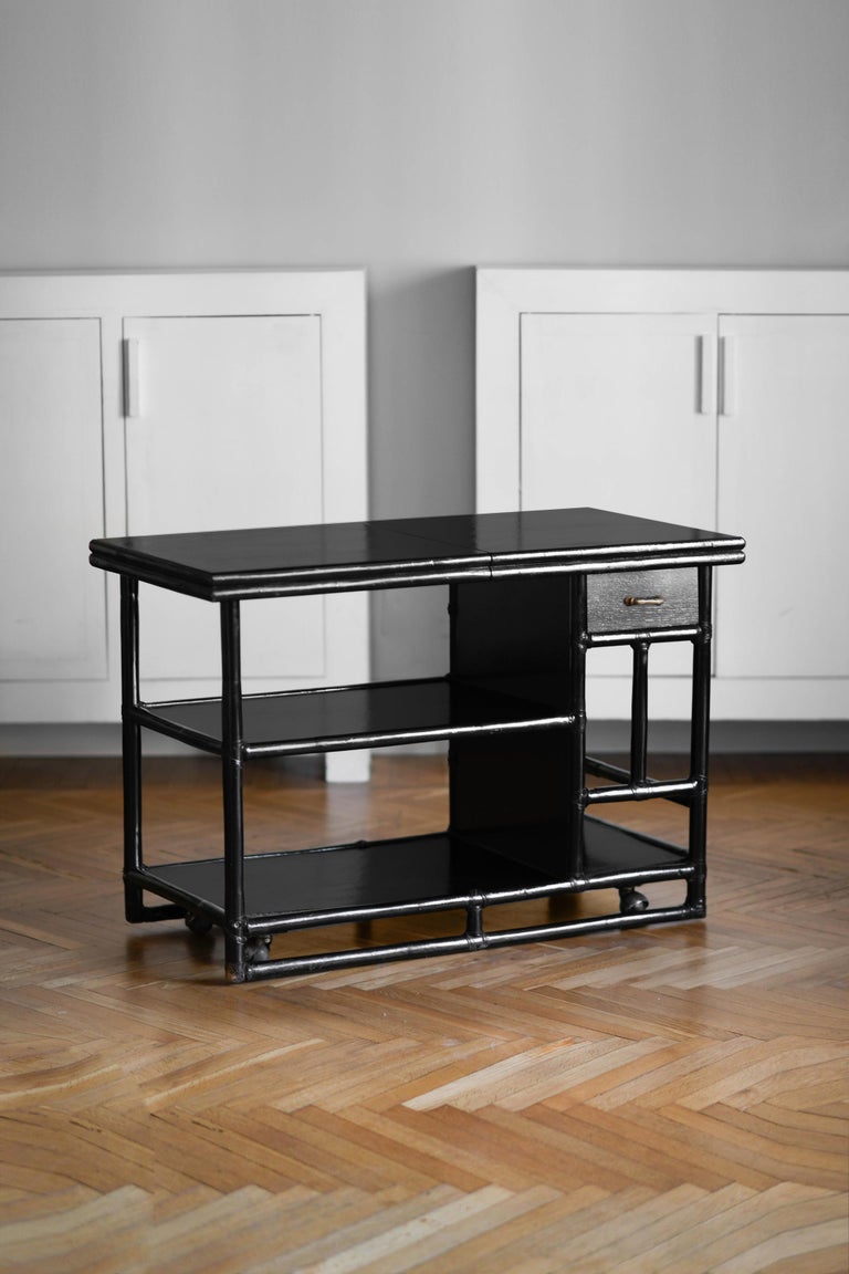 "McGuire" 1970s Bar Server Buffet, Trolley with Extendable Top For Sale