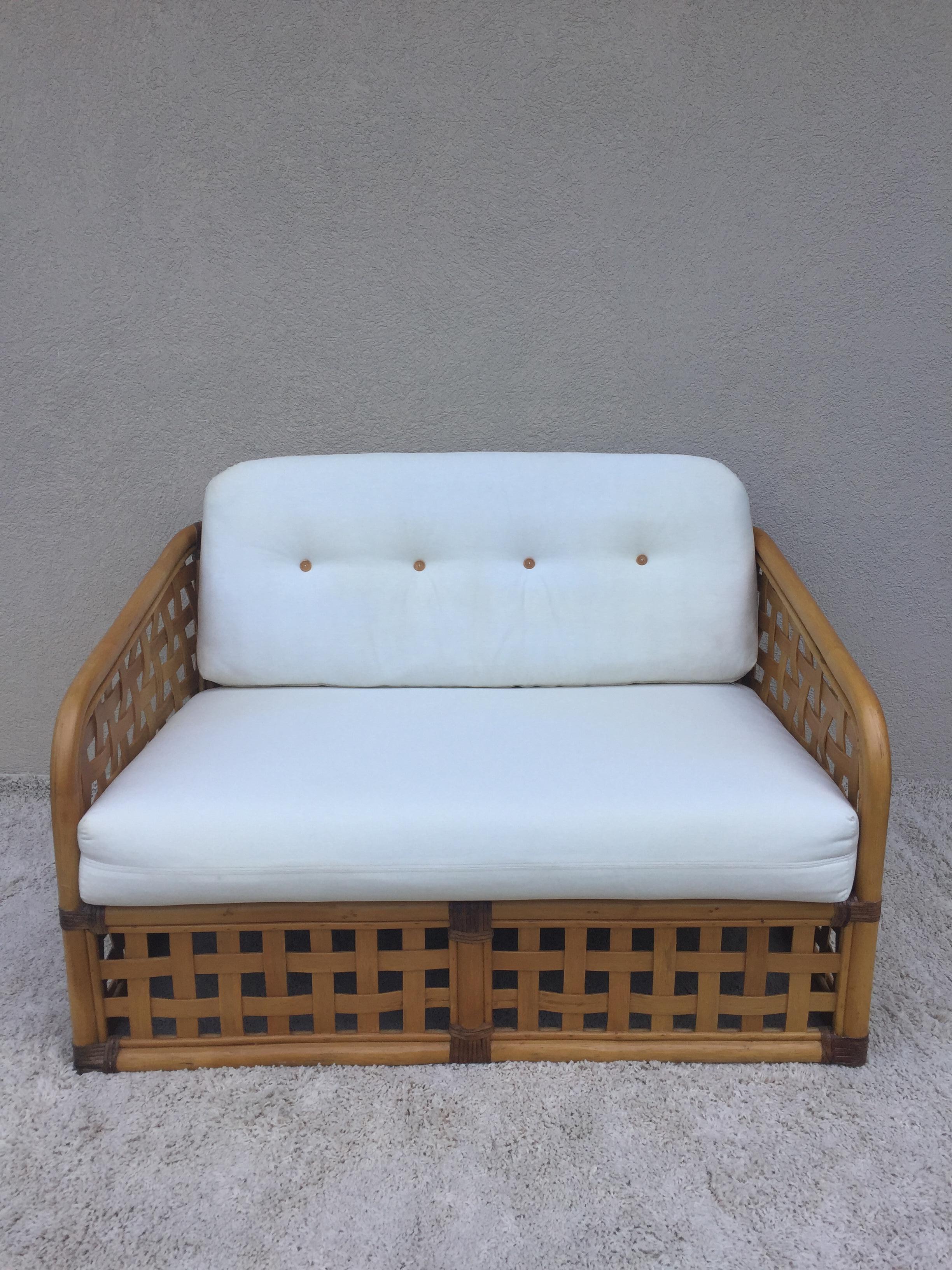 Fabric McGuire 4 Piece Set Sofa Love Seat Chair Ottoman Open Square Basket Design