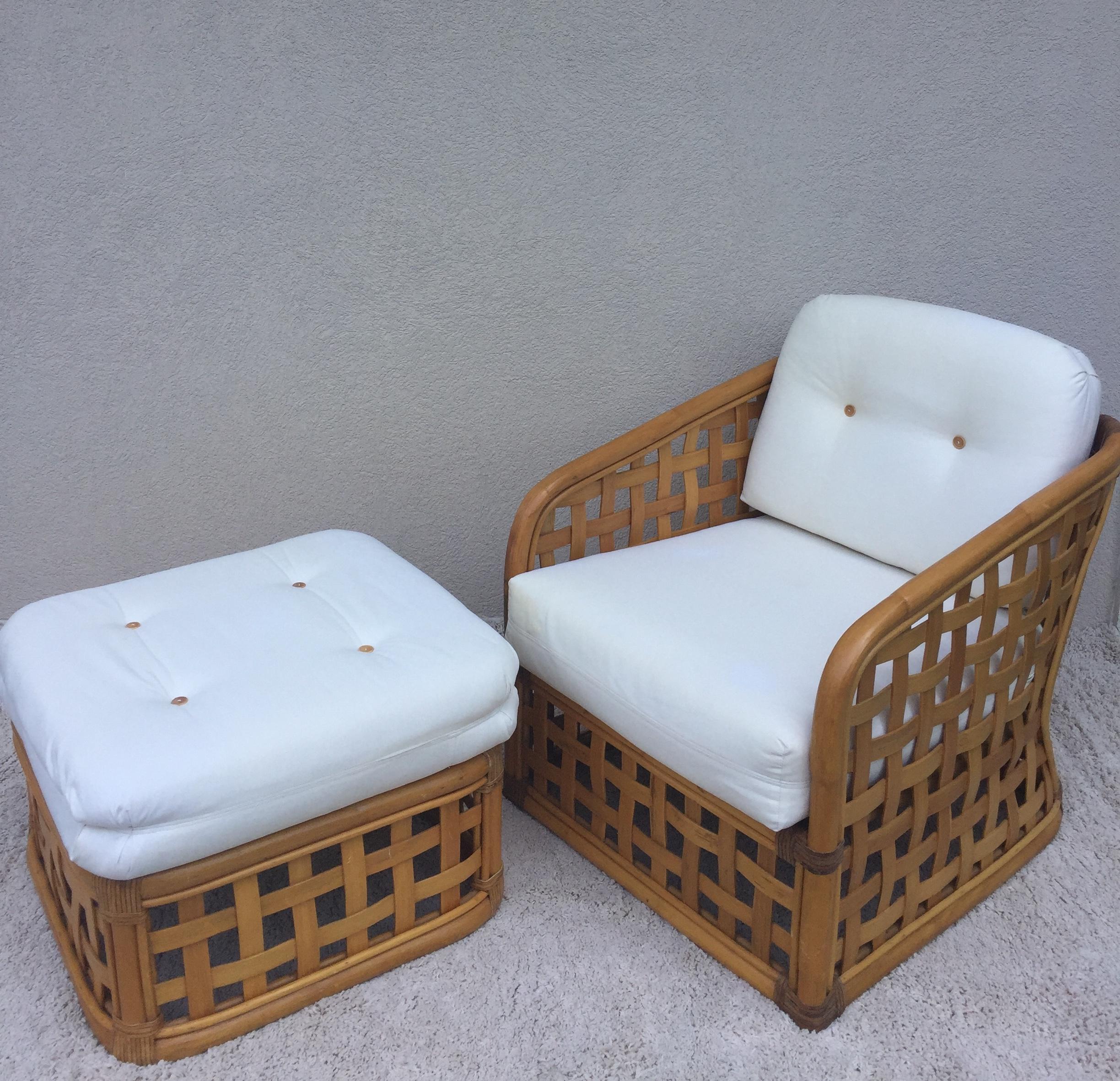 McGuire 4 Piece Set Sofa Love Seat Chair Ottoman Open Square Basket Design 1