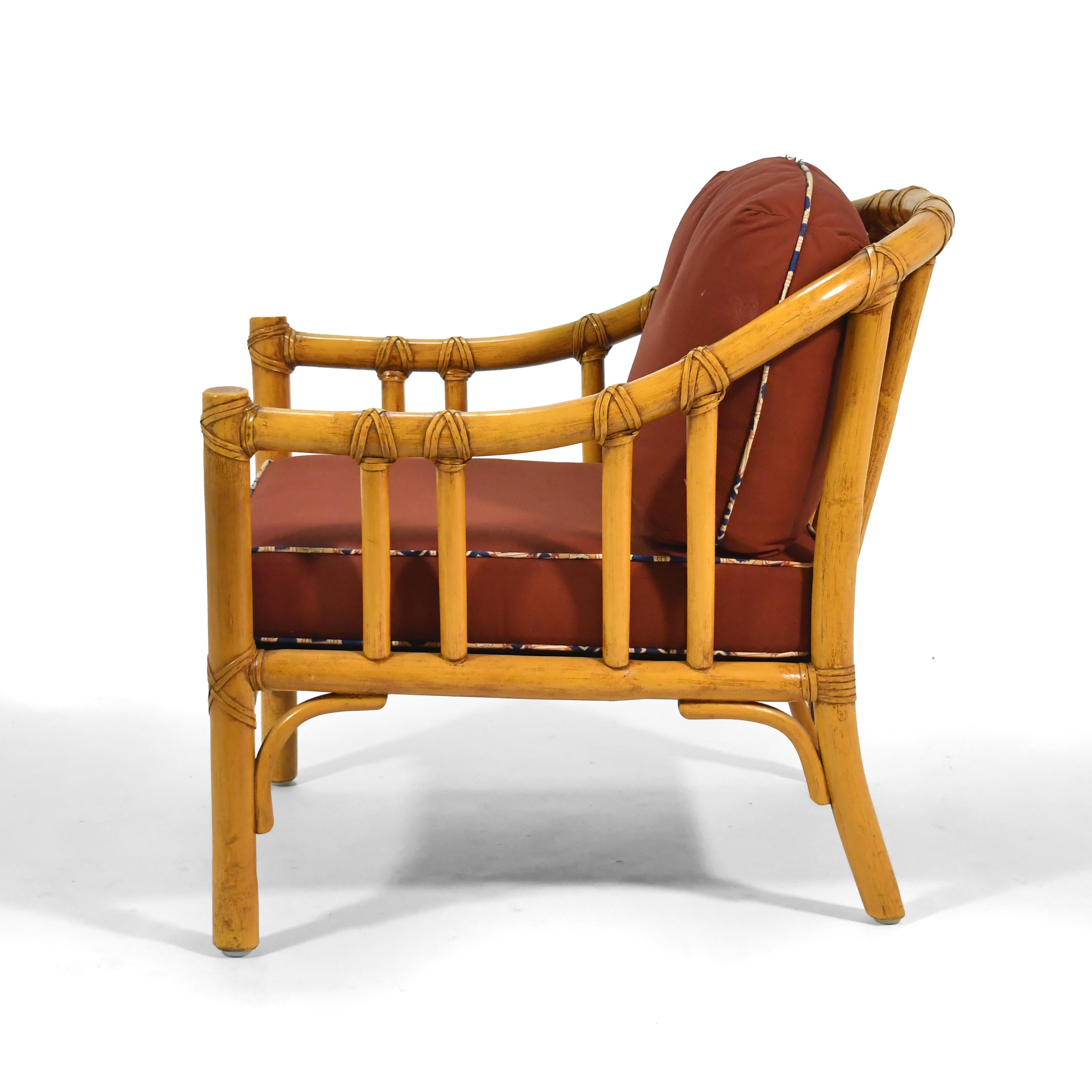 McGuire A-1 Rattan Lounge Chair In Good Condition For Sale In Highland, IN