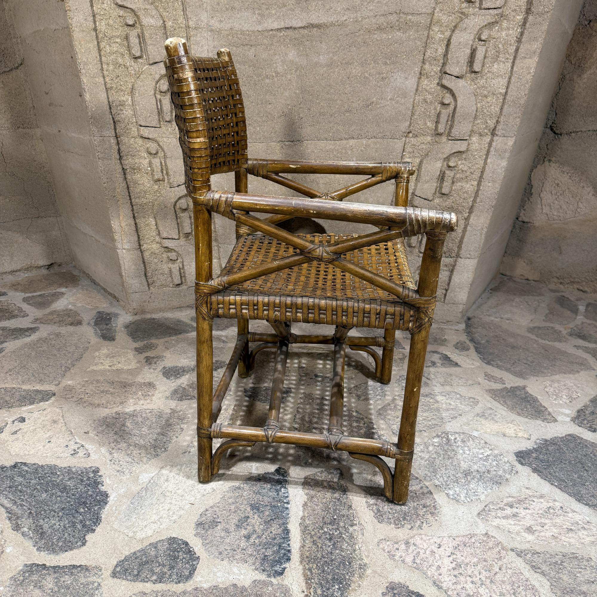 McGuire Antalya Poltrona da regista in rattan intrecciato con pelle di rawhide intrecciata in vendita 2