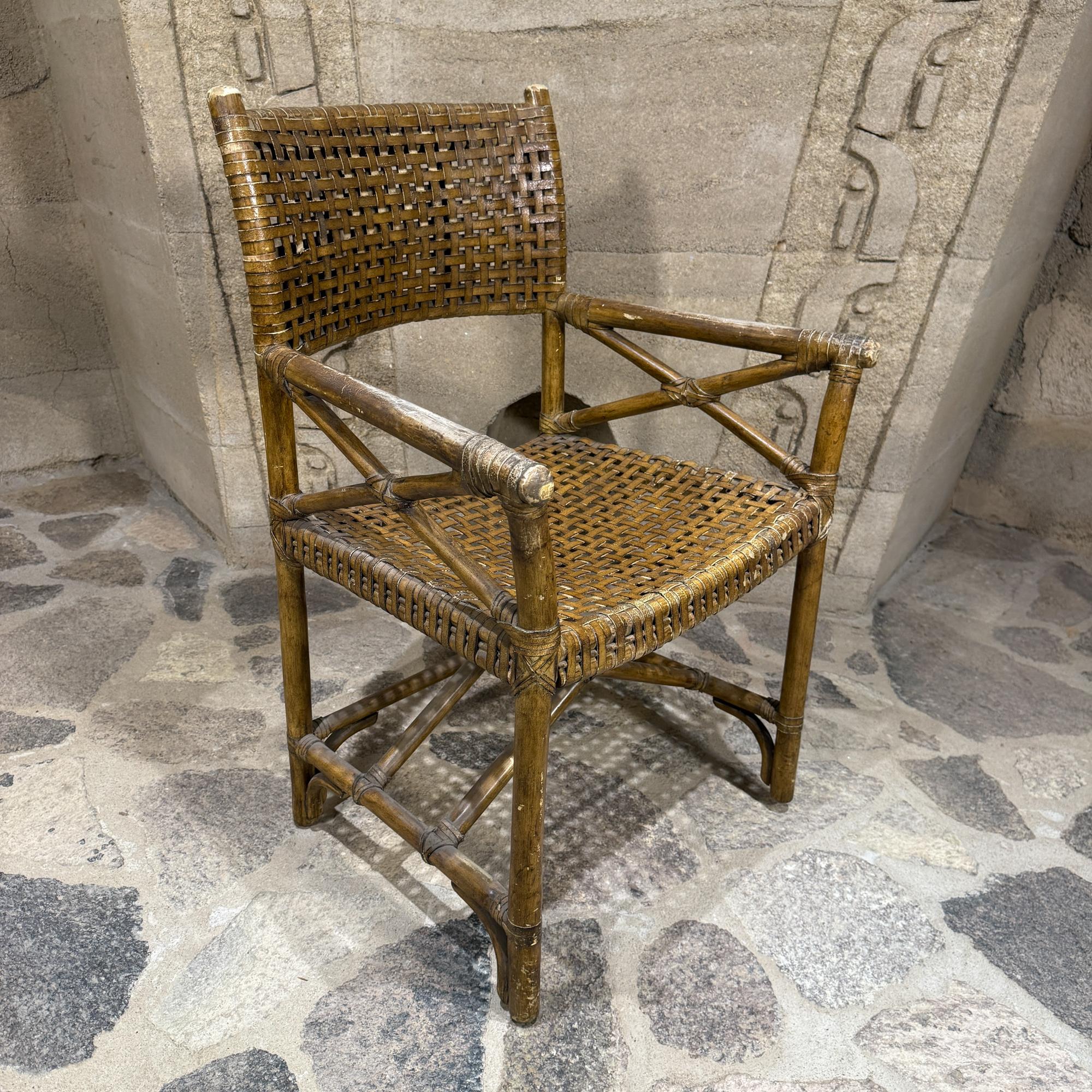 McGuire Antalya Poltrona da regista in rattan intrecciato con pelle di rawhide intrecciata in vendita 3