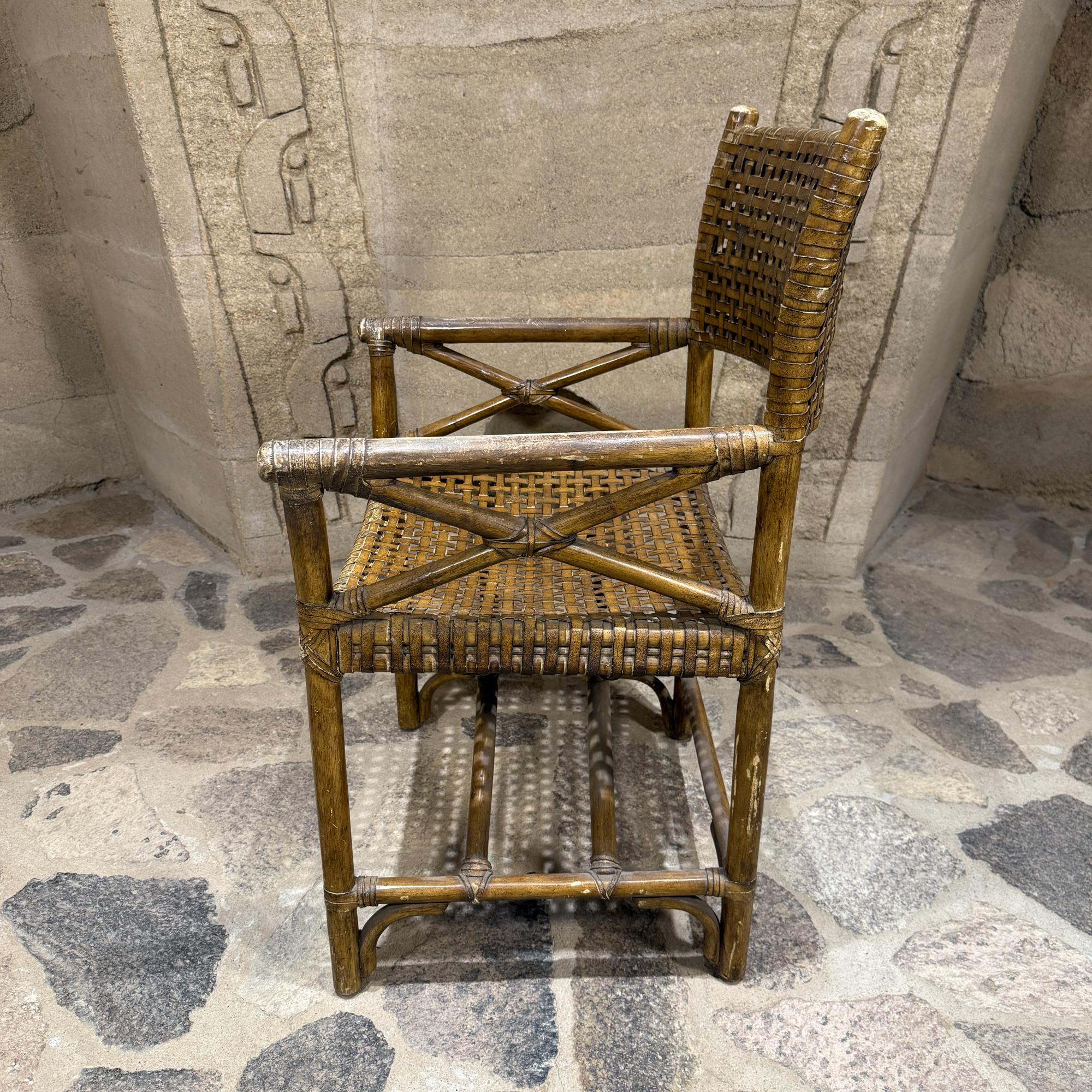 McGuire Antalya Poltrona da regista in rattan intrecciato con pelle di rawhide intrecciata In condizioni discrete in vendita a Chula Vista, CA