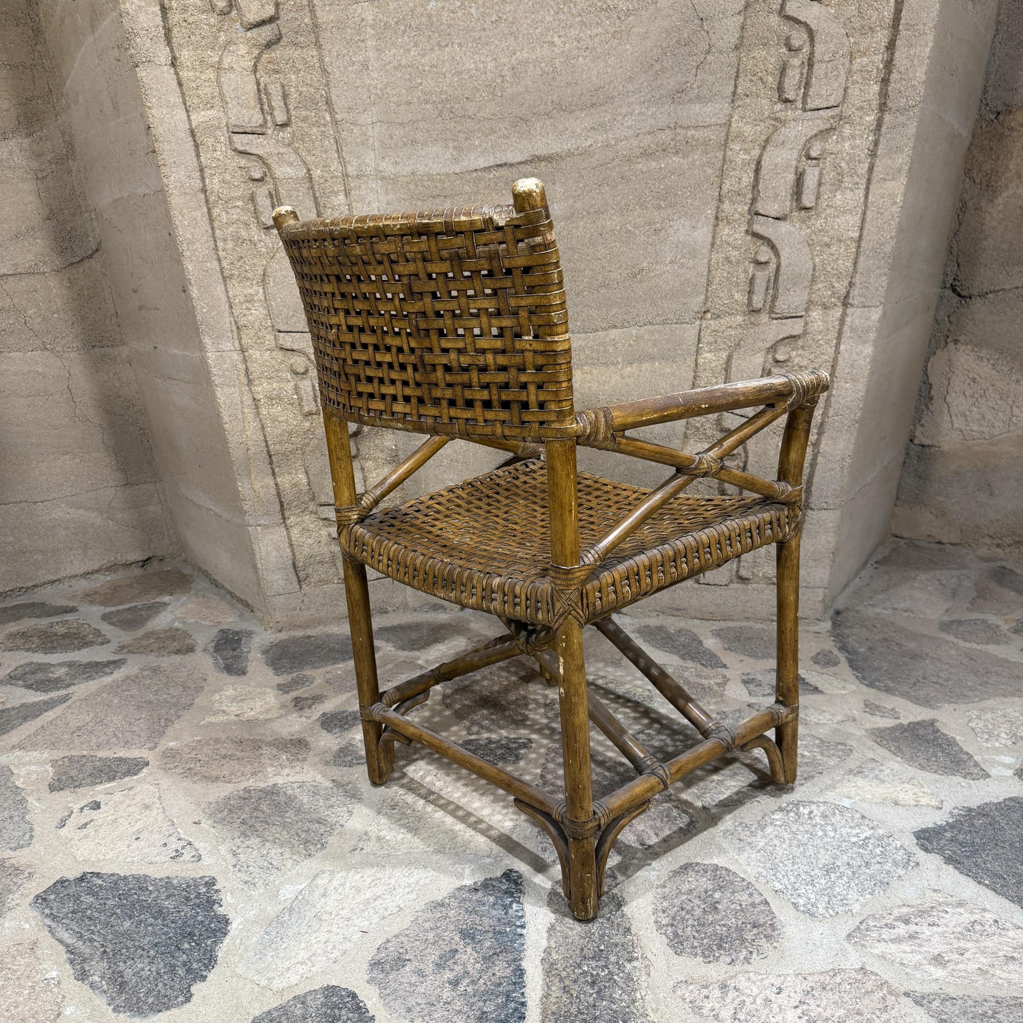 McGuire Antalya Poltrona da regista in rattan intrecciato con pelle di rawhide intrecciata in vendita 1