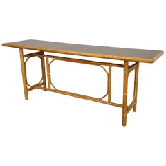 McGuire Bamboo and Leather Console Table