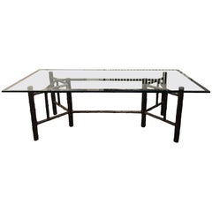 McGuire Bamboo and Leather Wrap Dining Table