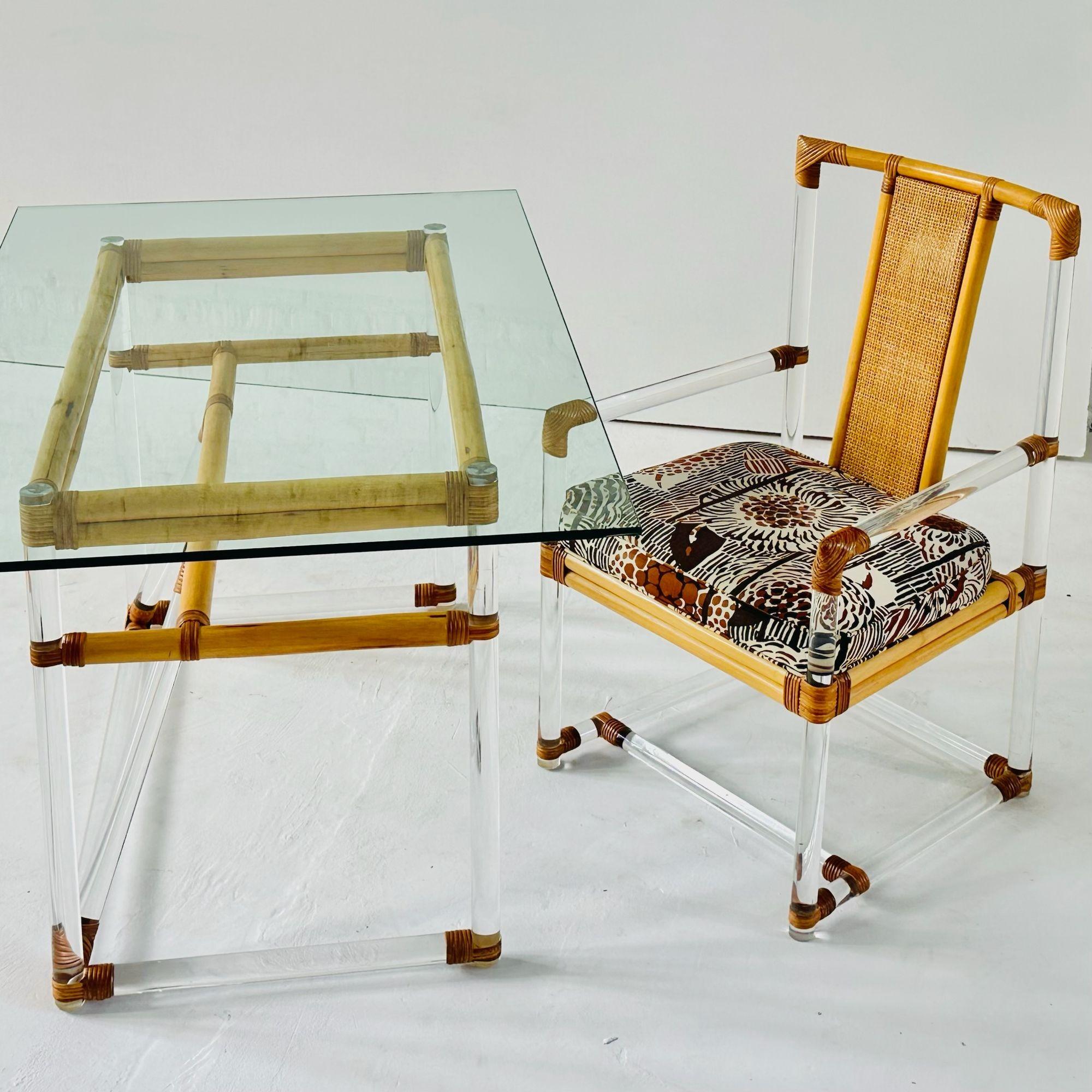 McGuire Schreibtisch und Stuhl aus Bambus und Lucite, 1980 (Moderne der Mitte des Jahrhunderts) im Angebot