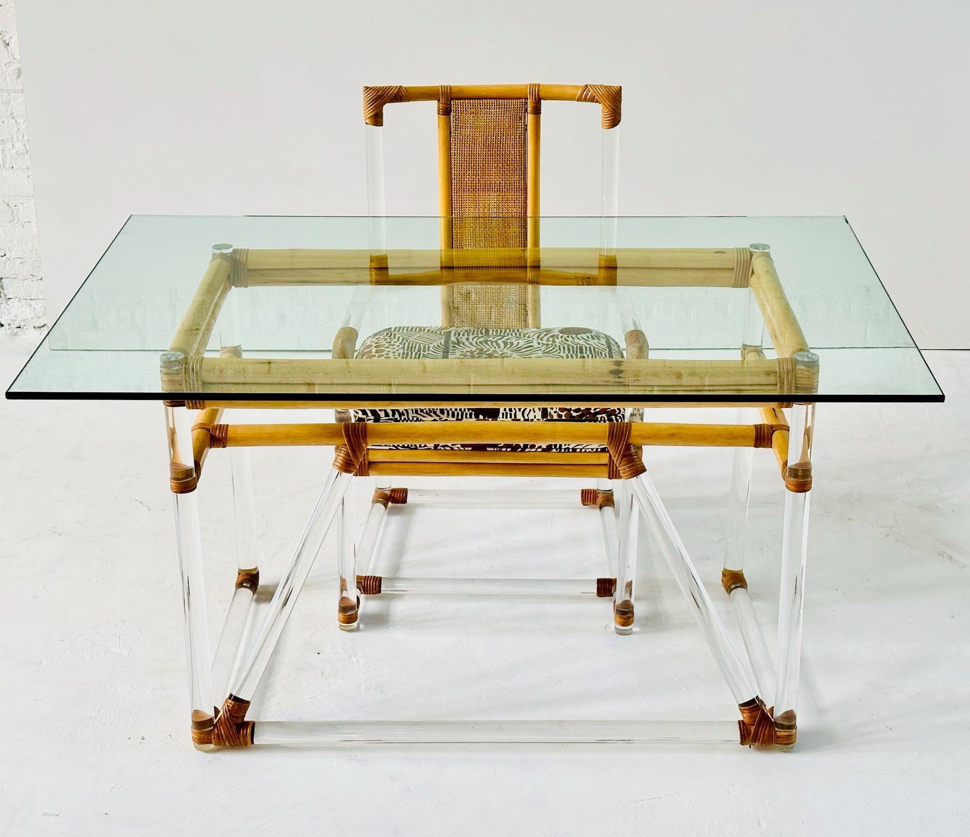 McGuire Schreibtisch und Stuhl aus Bambus und Lucite, 1980 (amerikanisch) im Angebot
