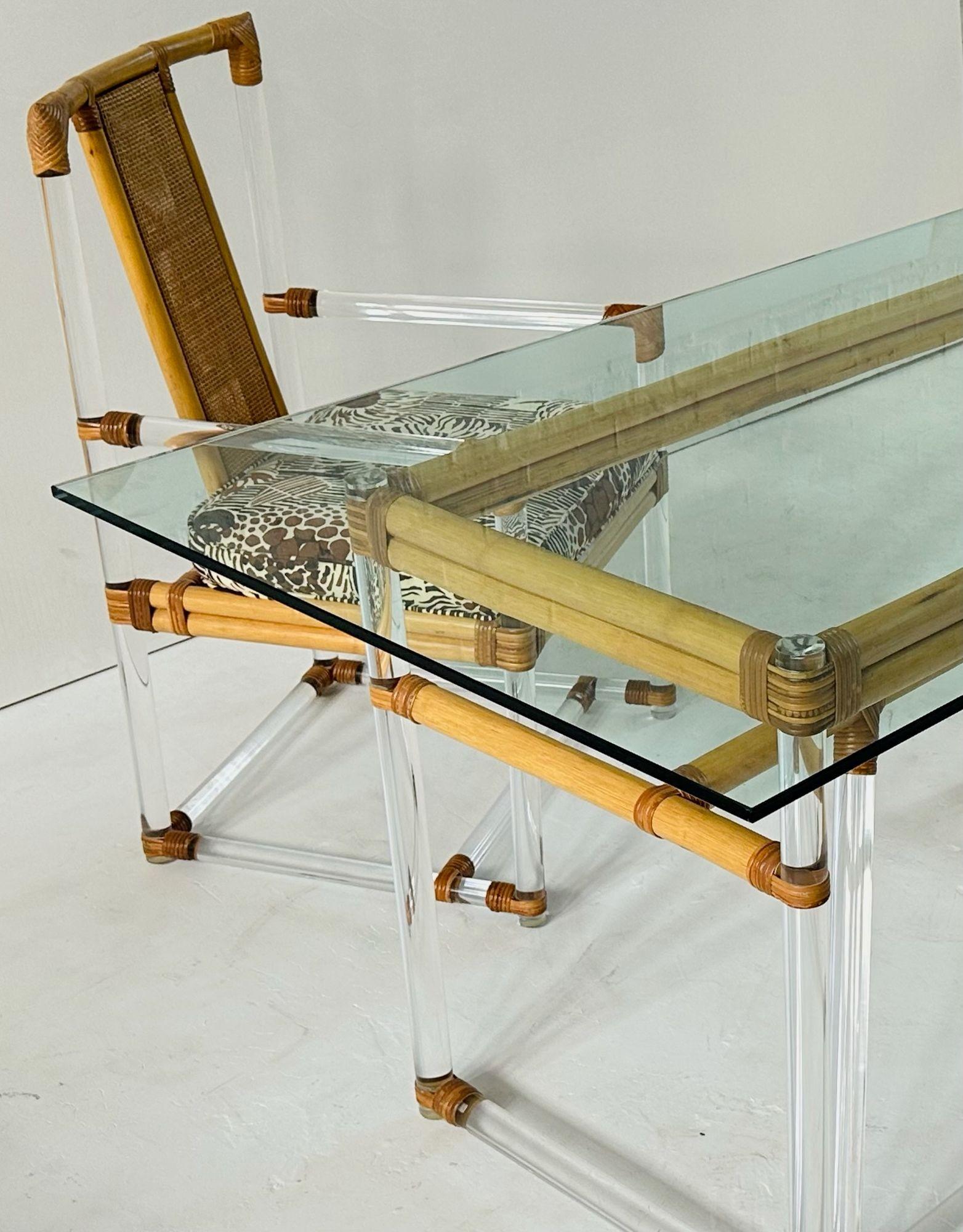 McGuire Schreibtisch und Stuhl aus Bambus und Lucite, 1980 im Zustand „Gut“ im Angebot in Chicago, IL