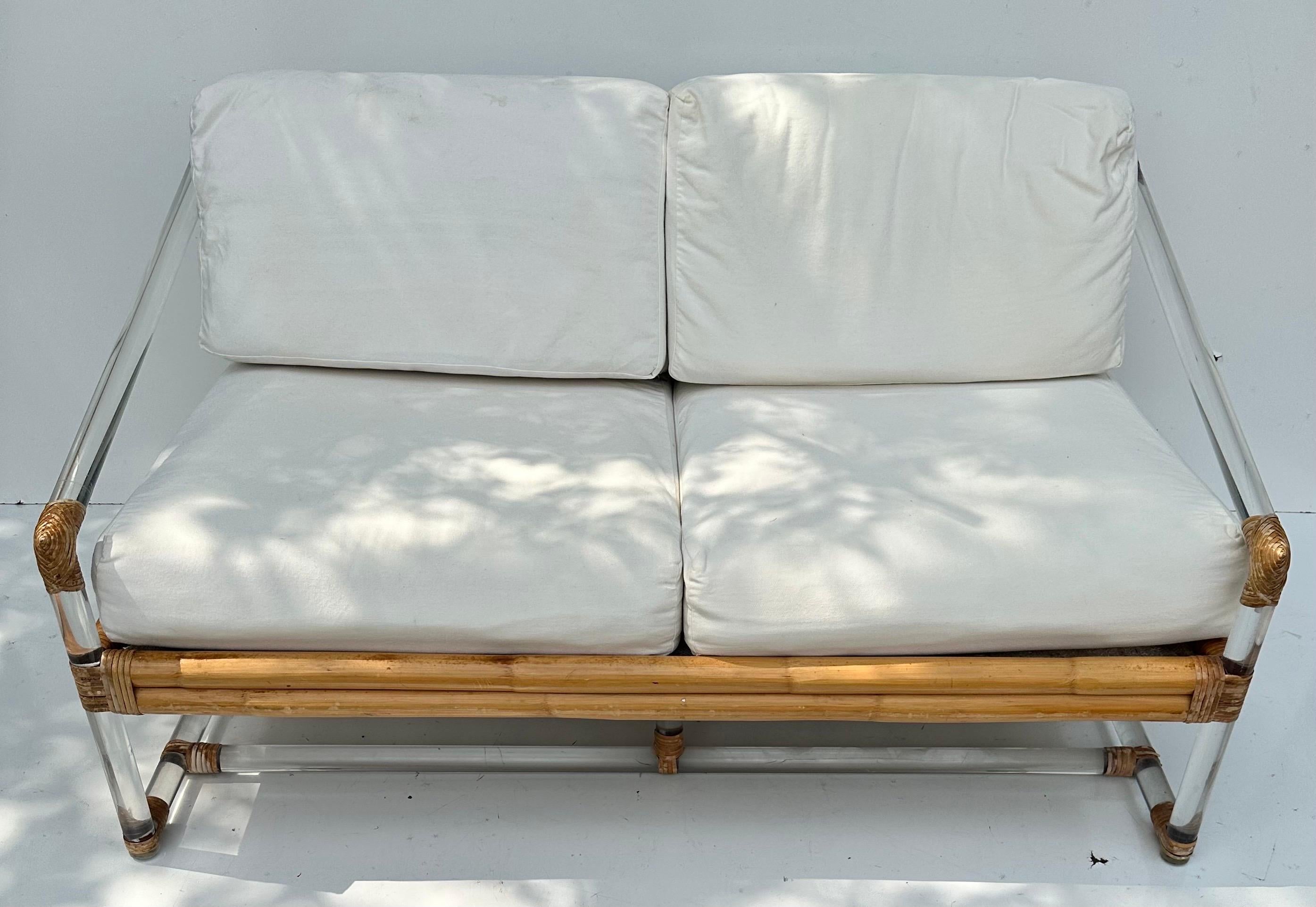 McGuire Bamboo and lucite Sofa.