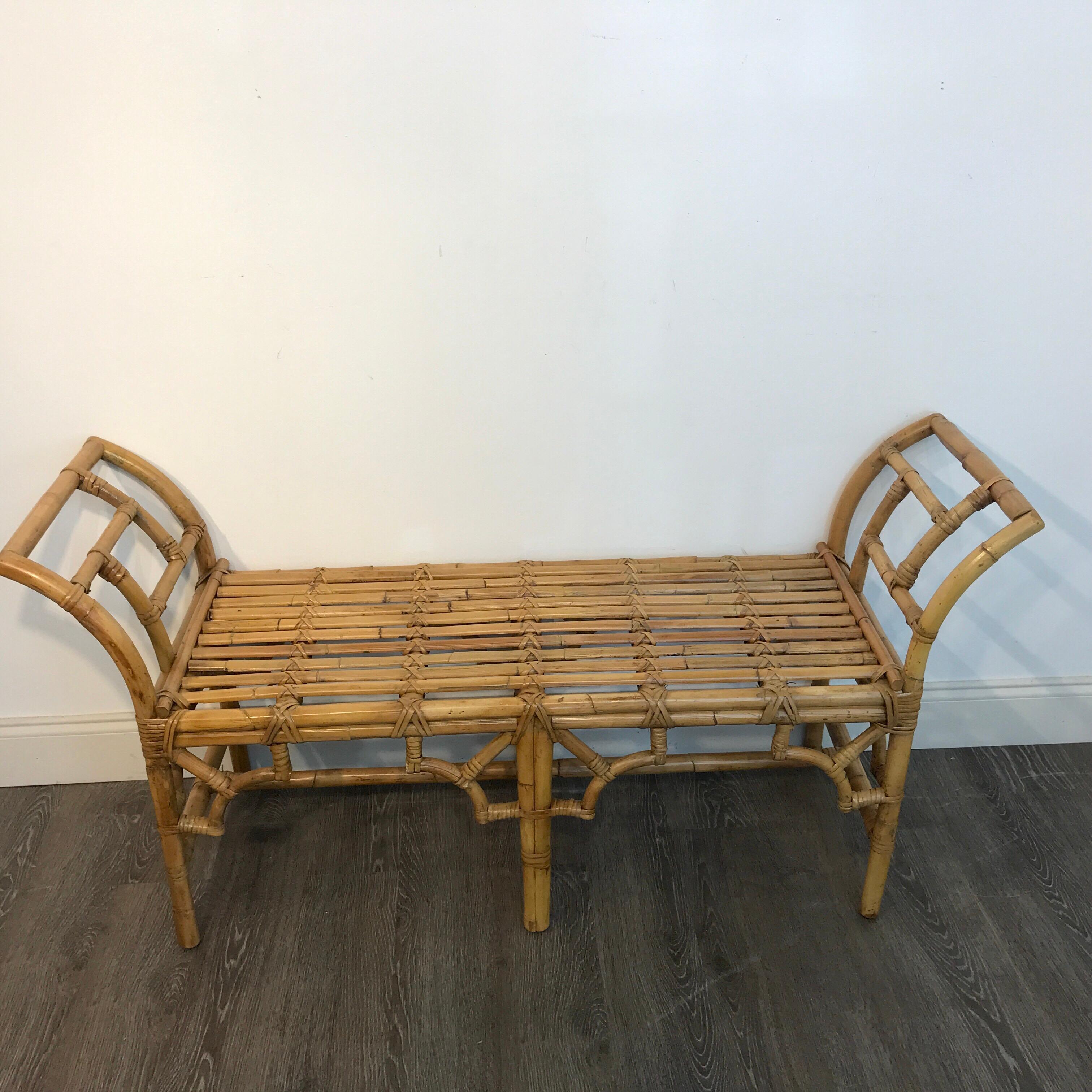 American McGuire Bamboo and Rattan Long Bench
