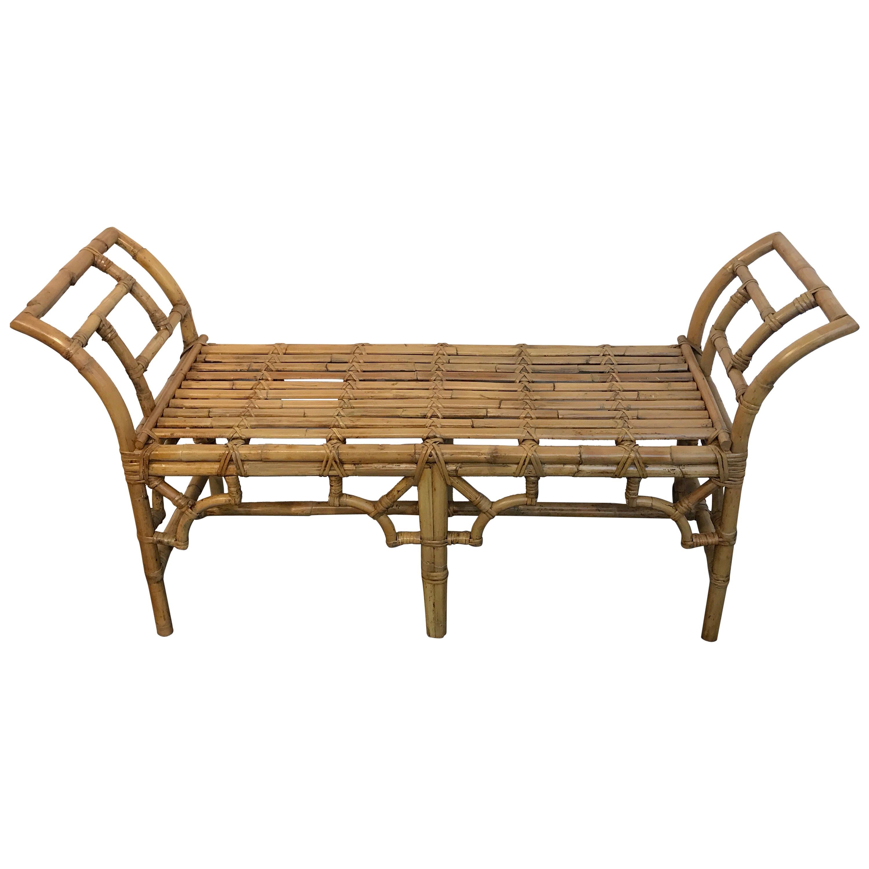 McGuire Bamboo and Rattan Long Bench