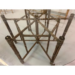 McGuire Bamboo and Raw Hide Hexagonal Dining Table