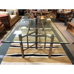 McGuire Bamboo Base and Glass Dining Table