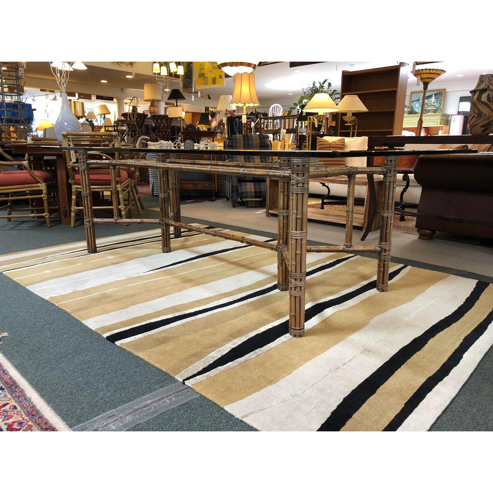 American McGuire Bamboo Base and Glass Dining Table