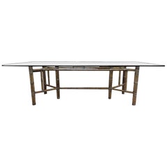 McGuire Bamboo Base and Glass Dining Table