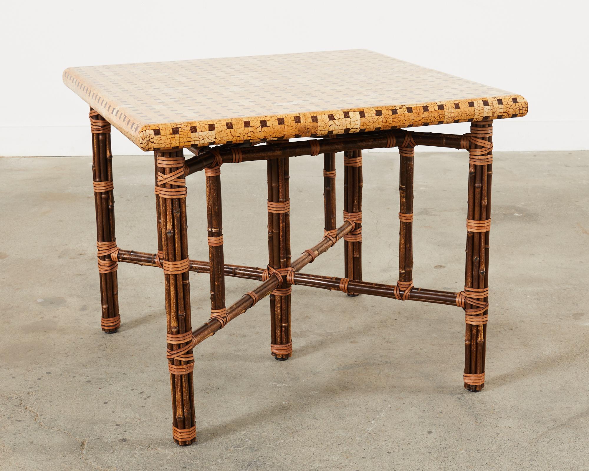 McGuire Bamboo Center Dining Table with Trompe-l'oeil Top 7