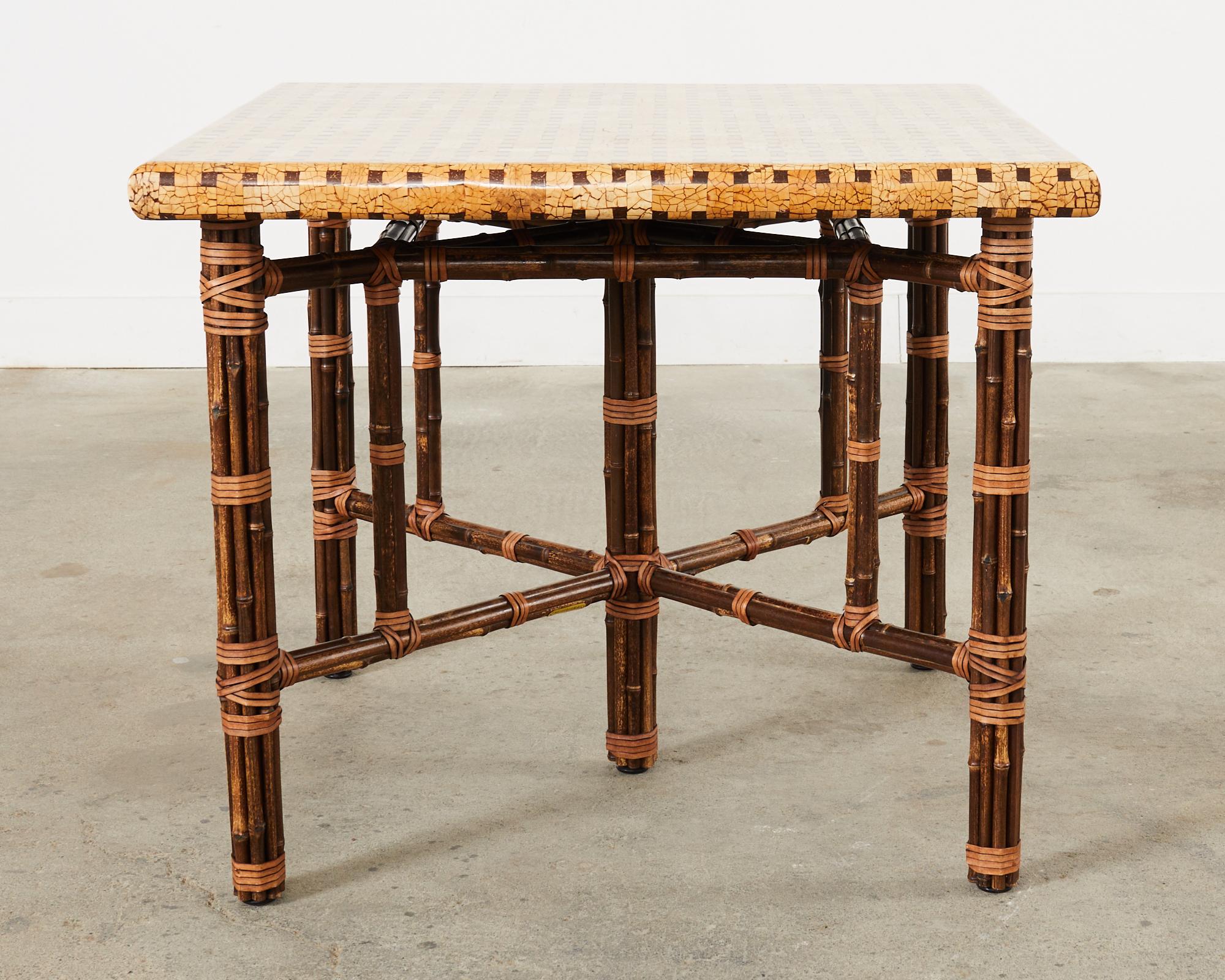McGuire Bamboo Center Dining Table with Trompe-l'oeil Top 11