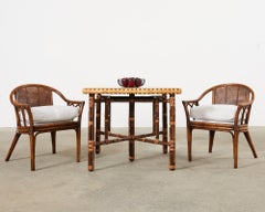 McGuire Bamboo Center Dining Table with Trompe-l'oeil Top