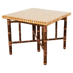 Vintage McGuire Bamboo Center Dining Table with Trompe-l'oeil Top