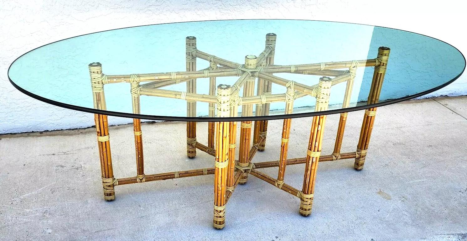 McGuire Bamboo Dining Table Oval In Good Condition In Lake Worth, FL